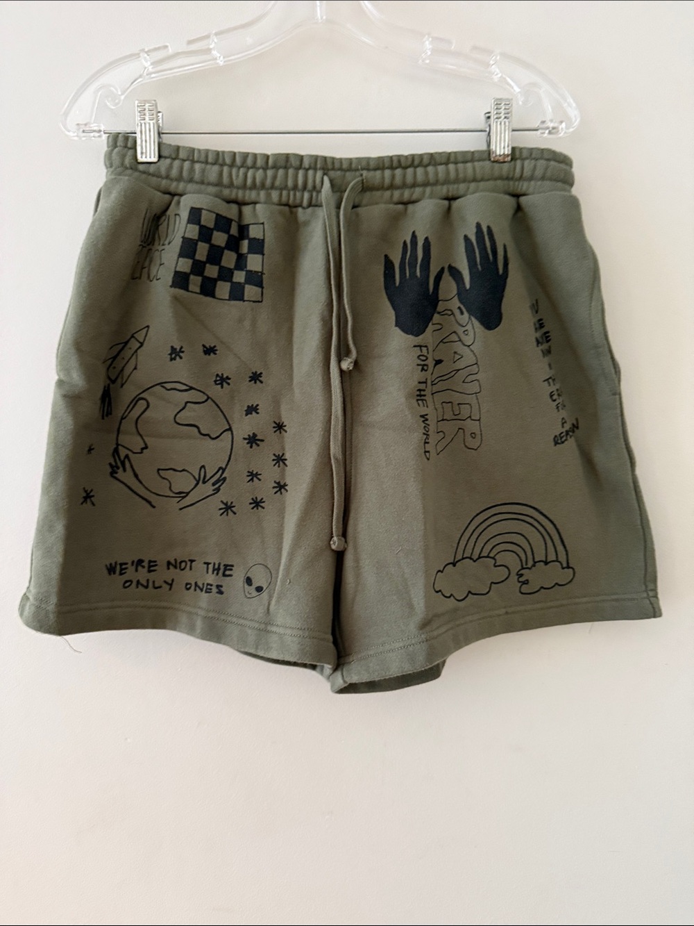 Melody Ehsani Graphic Olive Green Lounge Shorts